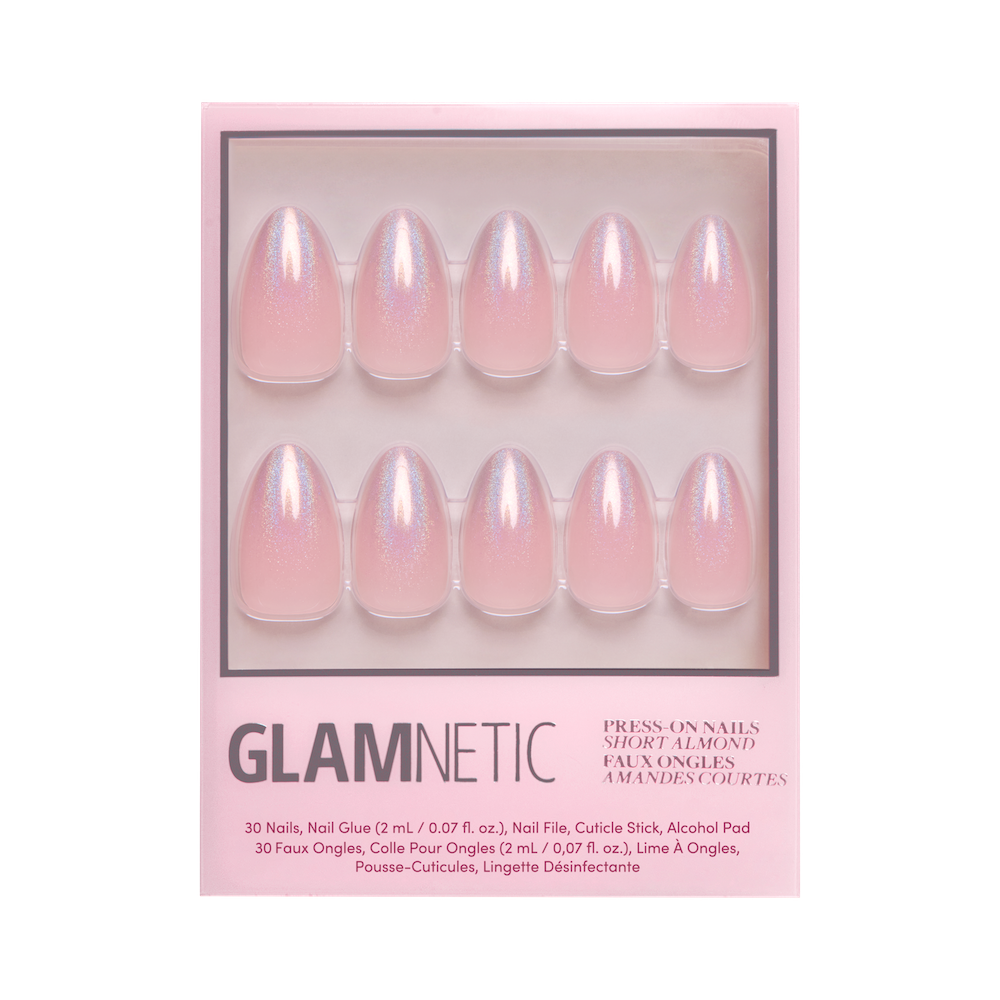 Winter Storm Press-On Nails| Holographic French Tip| Neutral