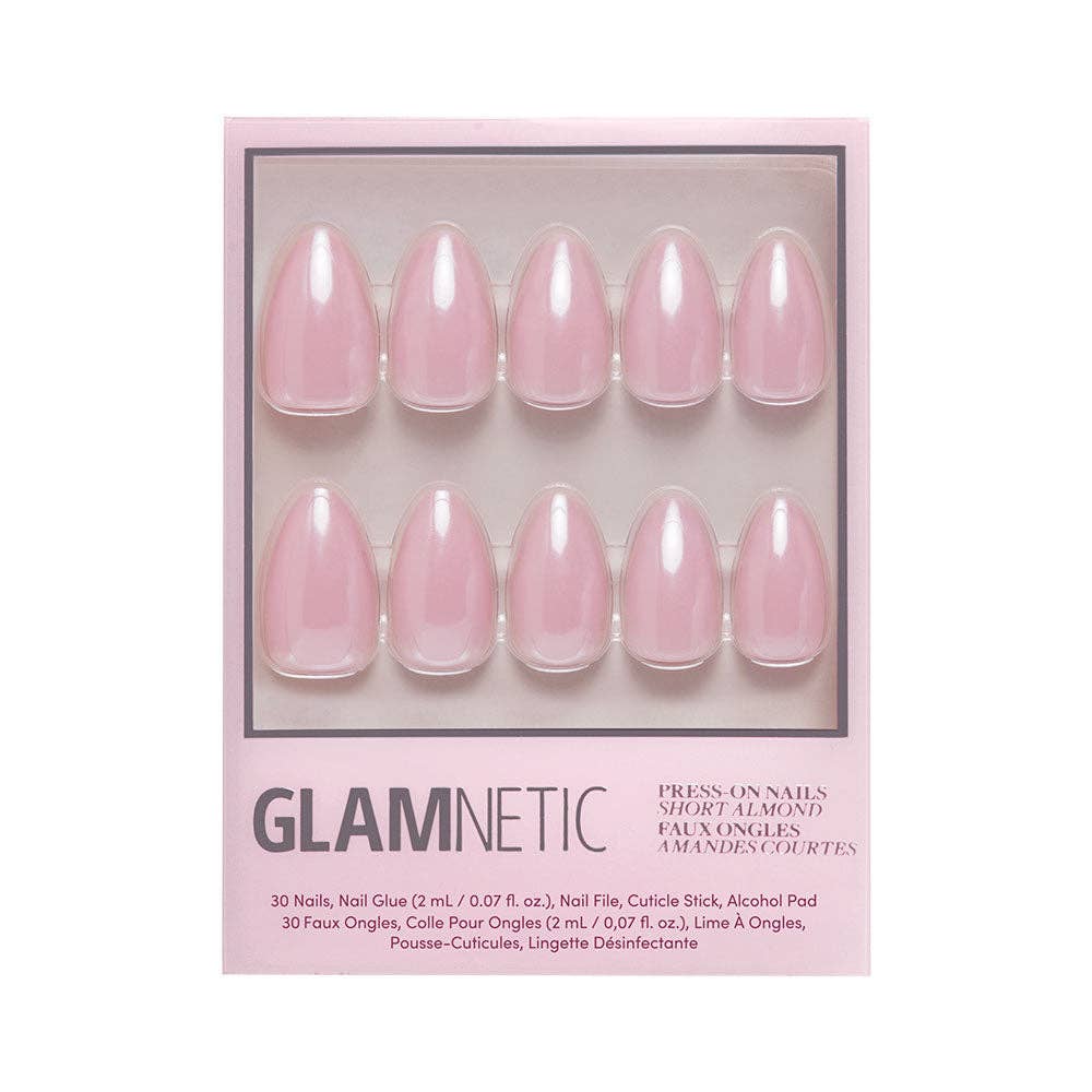 First Kiss Press-On Nails | Short Almond Pink Chrome Finish