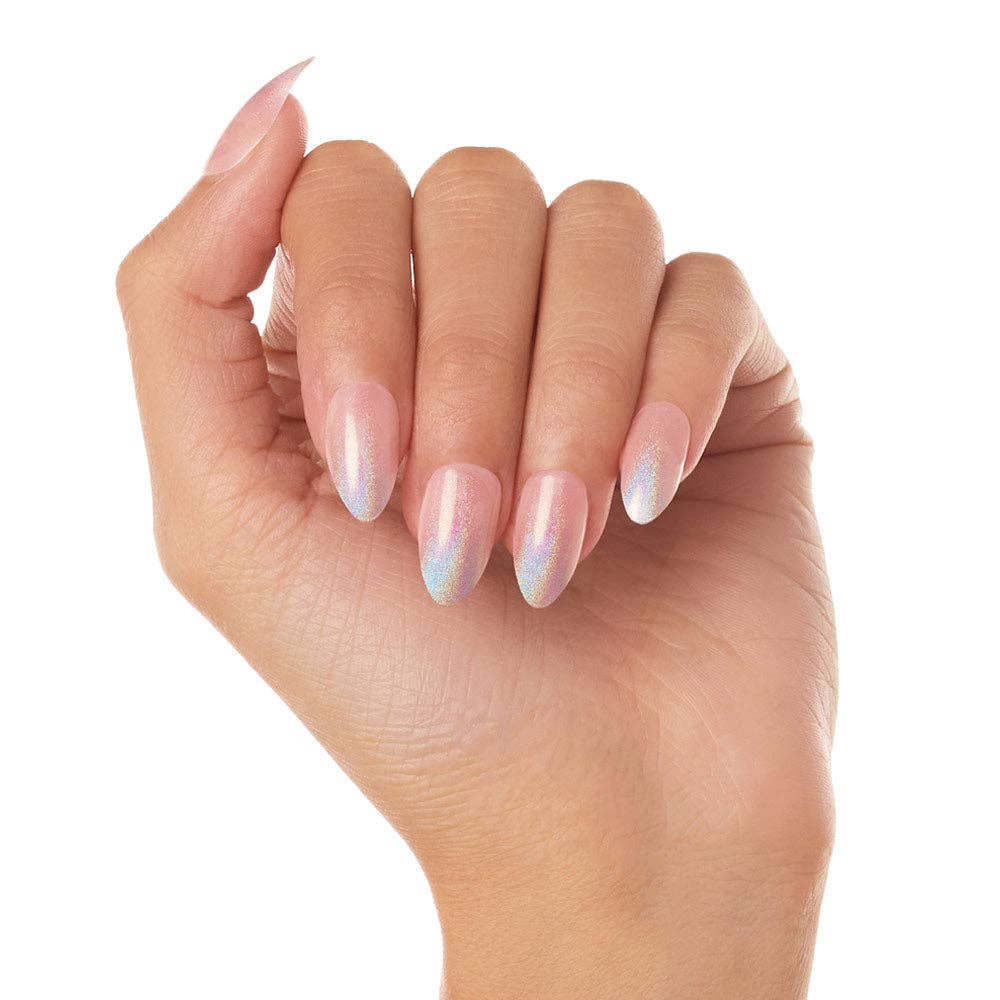 Winter Storm Press-On Nails| Holographic French Tip| Neutral