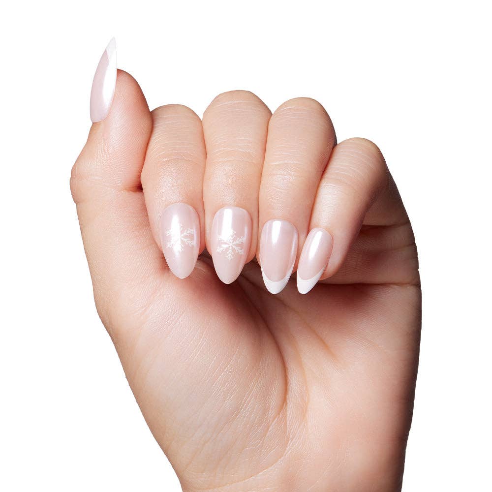 Winter Glaze Press-On Nails | Short Almond Holiday Snowflake