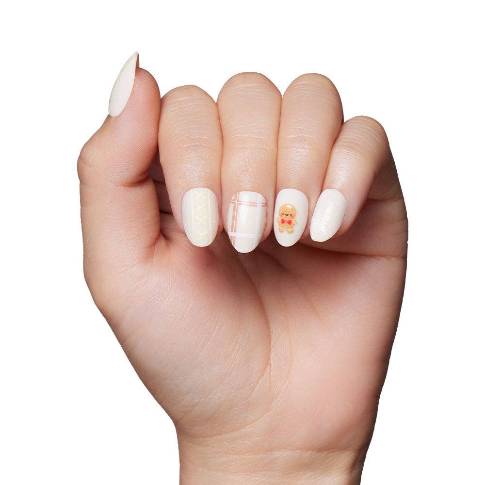 Gingerbread Knit Press-On Nails | Short Oval| Halloween Fall