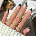 Glamnetic - Château Press-On Nails | Green French Tip | Short Almond