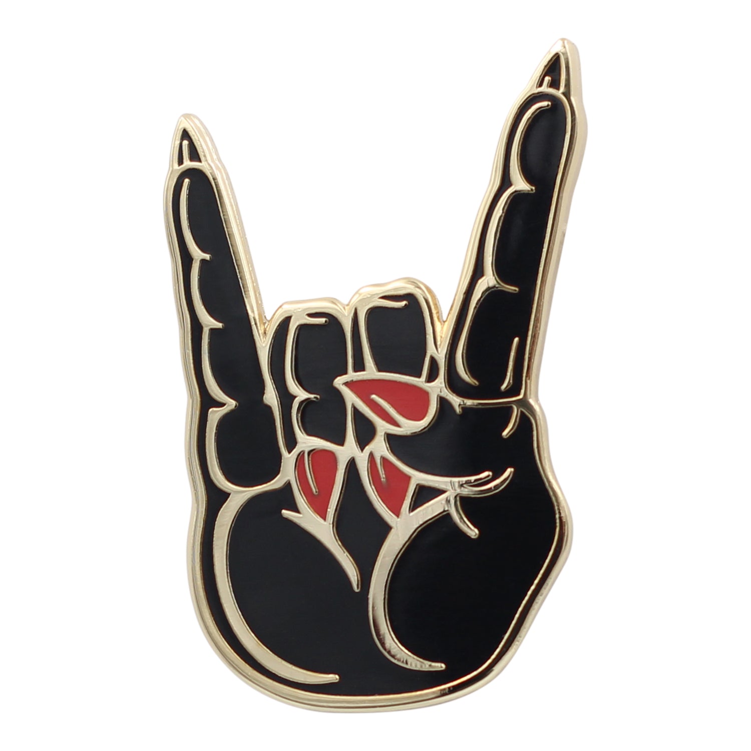 Hail Satan Horns Pin - Rock / Heavy Metal Hand Symbol Enamel Pin