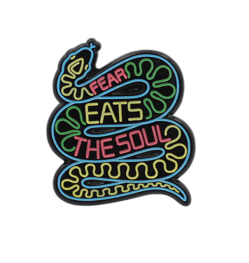 “Fear Eats the Soul” Motivational Snake Enamel Pin
