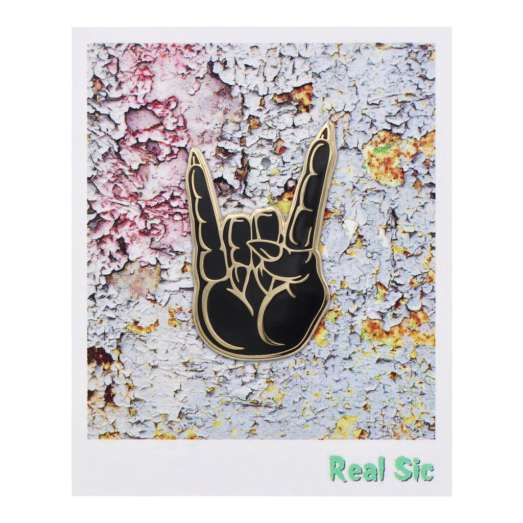 Hail Satan Horns Pin - Rock / Heavy Metal Hand Symbol Enamel Pin