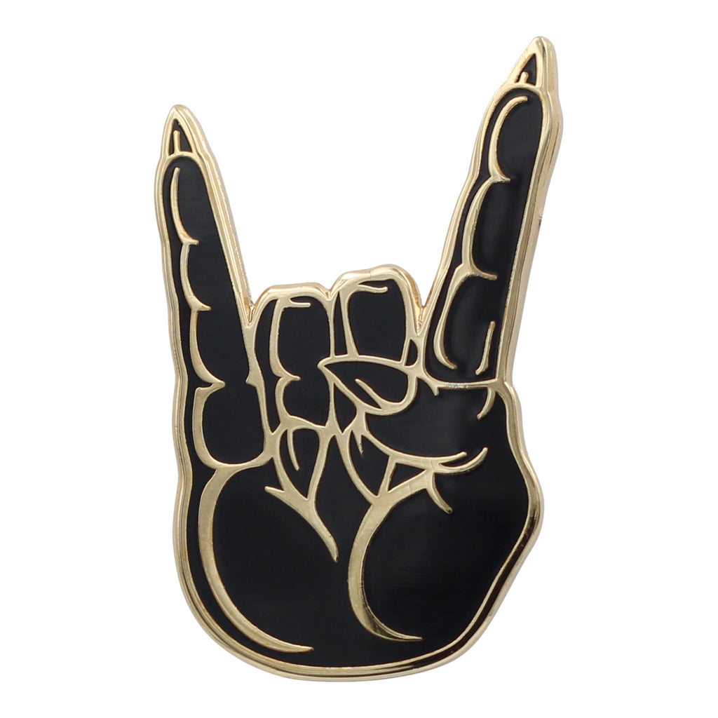 Hail Satan Horns Pin - Rock / Heavy Metal Hand Symbol Enamel Pin