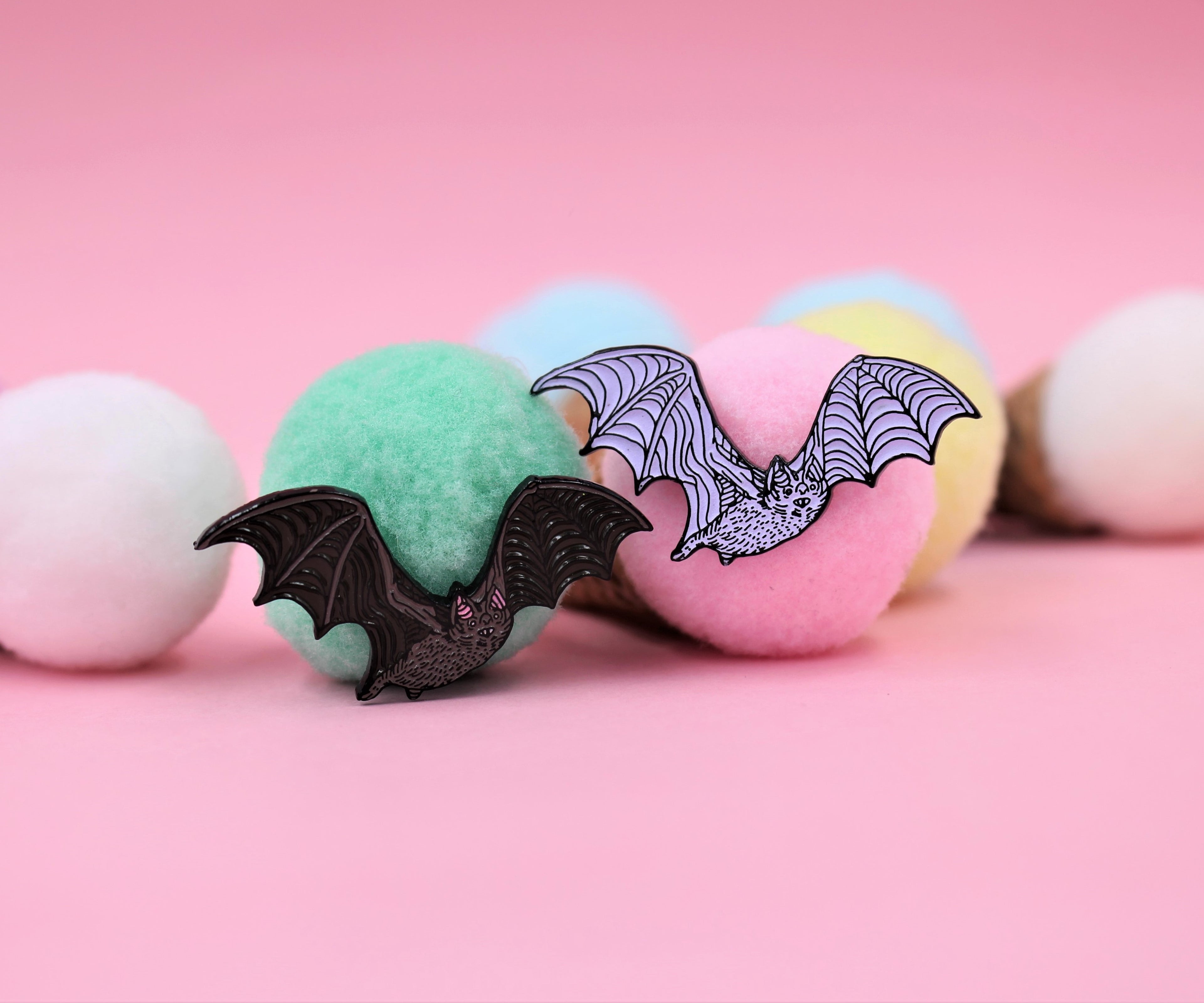 Bat Enamel Pin - Glow-in-The-Dark White Bat Lapel Pin