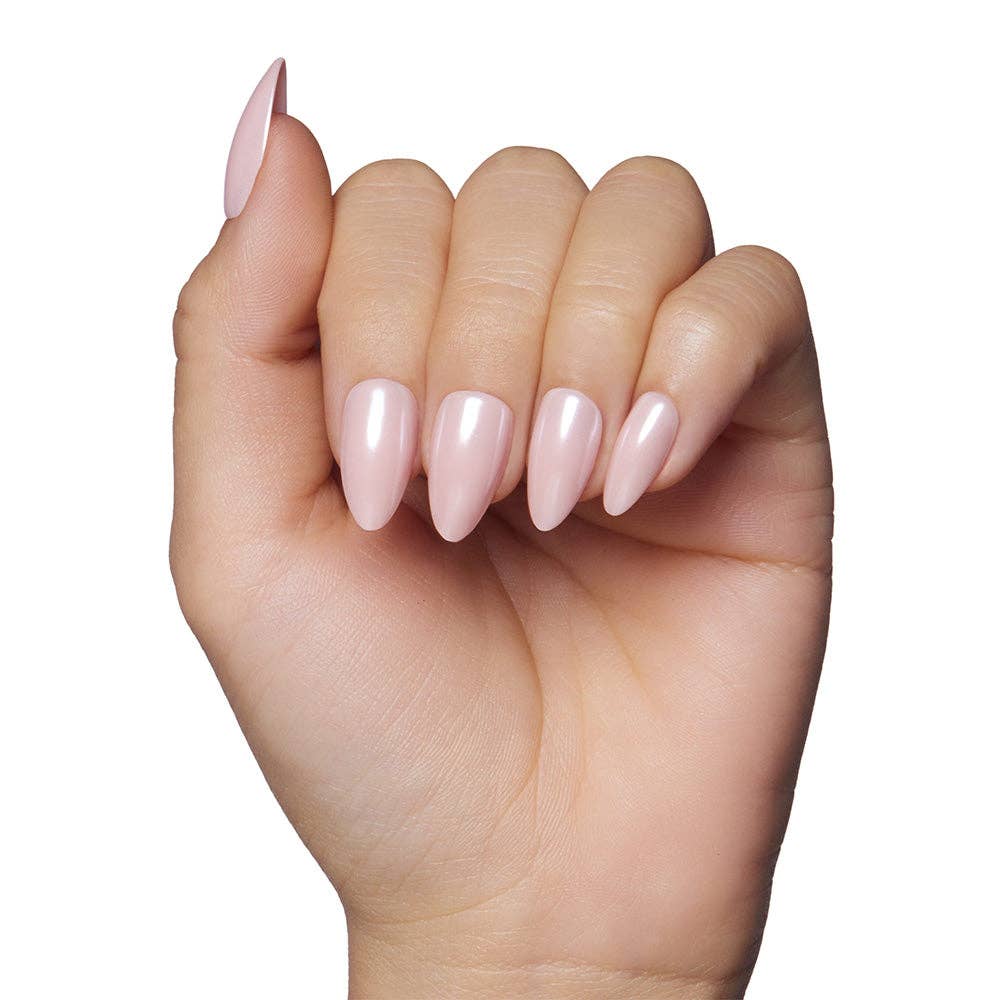 First Kiss Press-On Nails | Short Almond Pink Chrome Finish