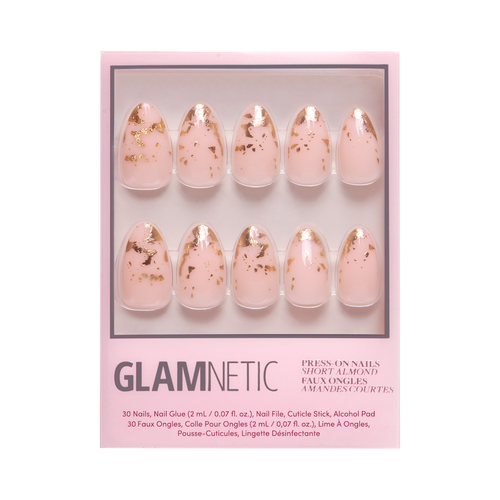 Glamnetic - 24K Press-On Nails|Gold Foil Accent| Short Almond Length